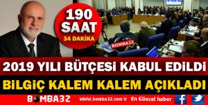 BAŞKANLIĞINI SÜREYYA SADİ BİLGİÇ'İN YAPTIĞI 2019 YILI ÜLKE BÜTÇESİ KABUL EDİLDİ