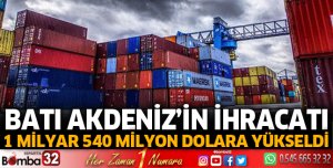 Batı Akdeniz’in ihracatı 1 milyar 540 milyon dolara yükseldi