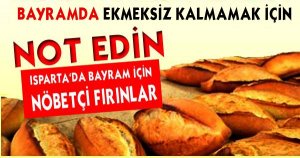 Bayramda Bu Fırınlar Çalışacak