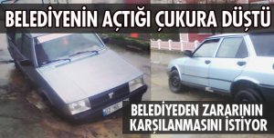 BELEDİYENİN AÇTIĞI ÇUKURA DÜŞTÜ