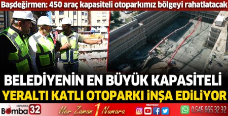 Belediyenin en büyük kapasiteli yeraltı katlı otoparkı inşa ediliyor
