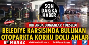 BELEDİYENİN OTOPARKINDA PANİK ANLARI!