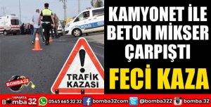 BETON MİKSER İLE KAMYONET ÇARPIŞTI