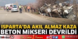 Beton mikseri devrildi