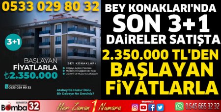 Bey Konakları'nda Son 3+1 Daireler Satışta