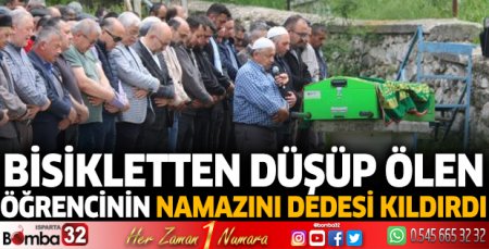 Bisikletten düşüp ölen öğrencinin namazını dedesi kıldırdı