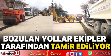 Bozulan yollar tamir ediliyor