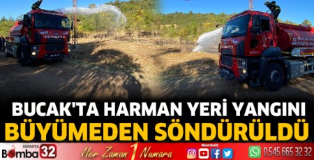 Bucak'ta harman yeri yangını büyümeden söndürüldü