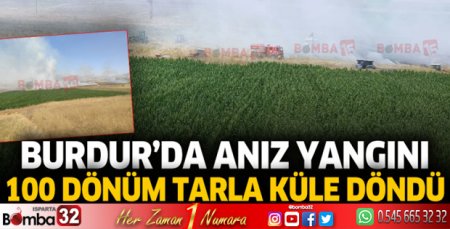 Burdur'da anız yangını 100 dönüm arazi küle döndü