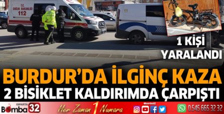 Burdur'da ilginç kaza 2 bisiklet kaldırımda çarpıştı