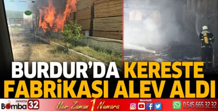 Burdur'da kereste fabrikası yandı