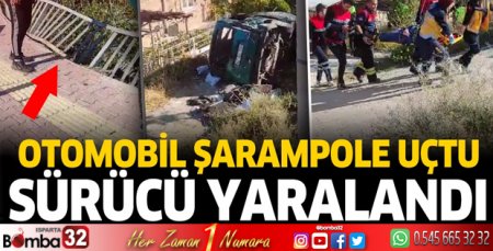 Burdur'da kontrolden çıkan otomobil şarampole uçtu 