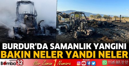 Burdur'da samanlık yangını