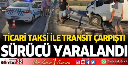 Burdur'da ticari taksi ile transit çarpıştı