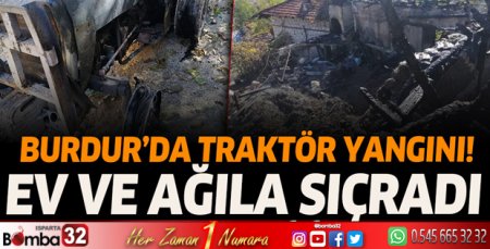Burdur'da traktör yangını