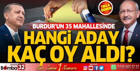 Burdur'un 35 mahallesinde hangi Cumhurbaşkanı adayı kaç oy aldı?