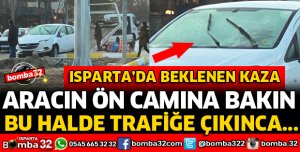 BUZ TUTAN CAMI TEMİZLEMEDEN TRAFİĞE ÇIKINCA KAZA YAPTI