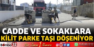 Cadde ve sokaklara kilit parke taşı döşeniyor