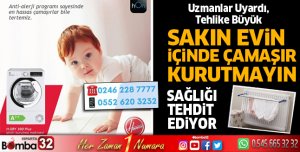 Çamaşırlarınızı odada kurutmayın