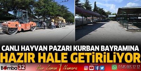 Canlı hayvan pazarı Kurban Bayramına hazır hale getiriliyor