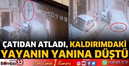 Çatıdan atladı, kaldırımdaki yayanın yanına düştü