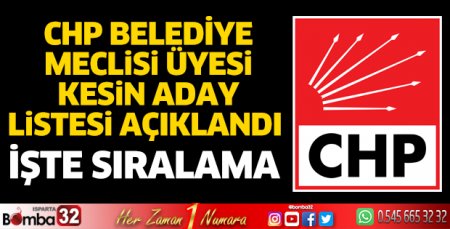 CHP Belediye Meclisi Üyesi Aday listesi açıklandı