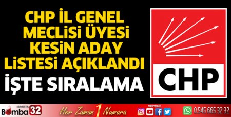 CHP İl Genel Meclis Üyesi kesin aday listesi