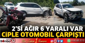 Ciple otomobil çarpıştı