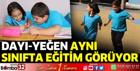 Dayı- yeğen aynı sınıfta eğitim görüyor