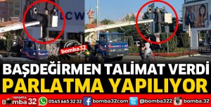 DEMİREL'İN HEYKELİNE BAKIM YAPTIRIYOR