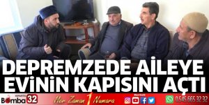 Depremzede aileye evinin kapısını açtı
