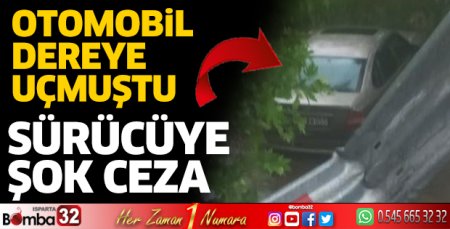 Derece uçan otomobilin sürücüsüne ceza