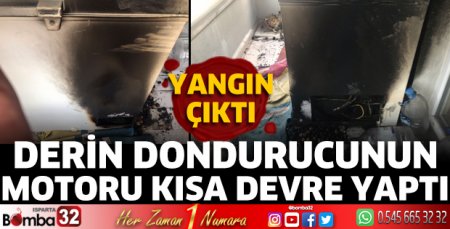 Derin dondurucunun motoru kısa devre yaptı, yangın çıktı