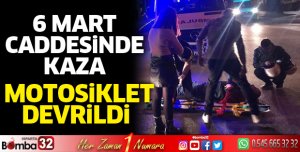 Devrilen motosikletin sürücüsü yaralandı