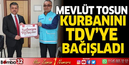 Diyanet-Sen Isparta Şube Başkanı kurbanını TDV’ye bağışladı