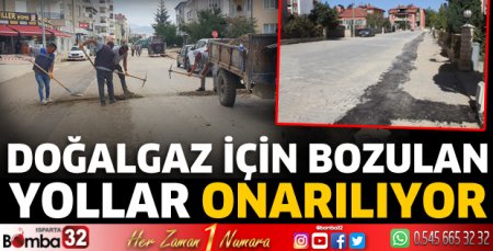 Doğalgaz için bozulan yollar onarılıyor