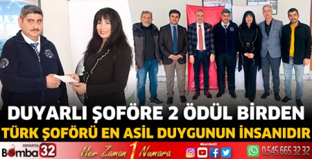 Duyarlı şoföre 2 ödül birden
