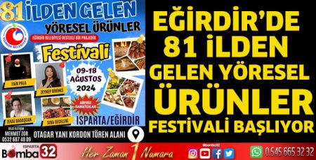 Eğirdir’de 81 İlden Gelen Yöresel Ürünler Festivali başlıyor