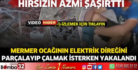 Elektrik direğini çalmaya çalışan hırsızın azmi şaşırttı