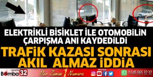 Elektrikli bisiklet ile otomobil çarpıştı