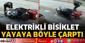 Elektrikli bisiklet yayaya çarptı