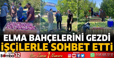 Elma bahçelerini ziyaret etti