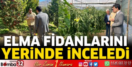 Elma fidanlarını yerinde inceledi