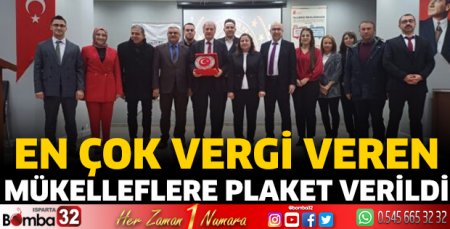 En çok vergi veren mükelleflere plaket verildi