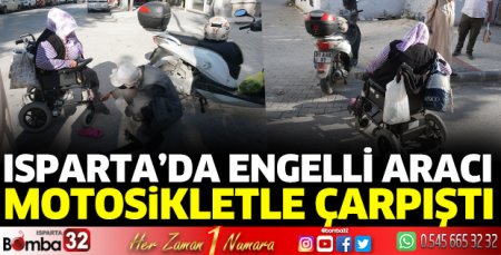Engelli aracı ile motosiklet çarpıştı