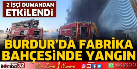 Fabrika bahçesinde yangın; 2 işçi dumandan etkilendi