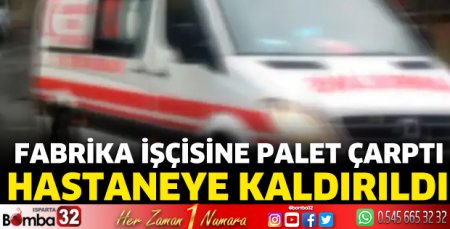 Fabrika işçisine palet çarptı hastaneye kaldırıldı
