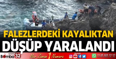 Falezlerdeki kayalıktan düşüp yaralandı