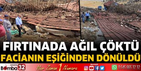 Fırtınada ağıl çöktü! Facianın eşiğinden dönüldü
