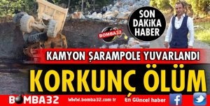 FRENİ BOŞALAN KAMYON UÇURUMA YUVARLANDI